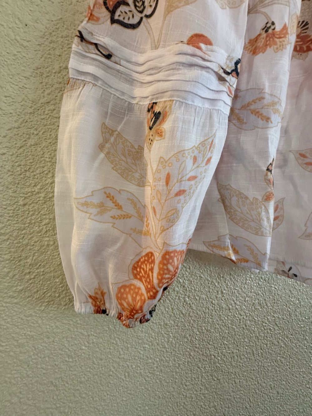 LC Lauren Conrad White Peasant Blouse with Orange Floral Print - Picture 4 of 5